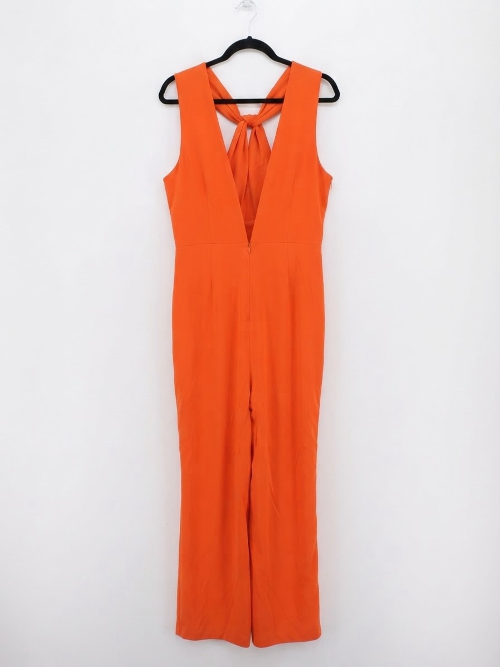 New York & Company Orange One-Shoulder Jumpsuit with Back Tie